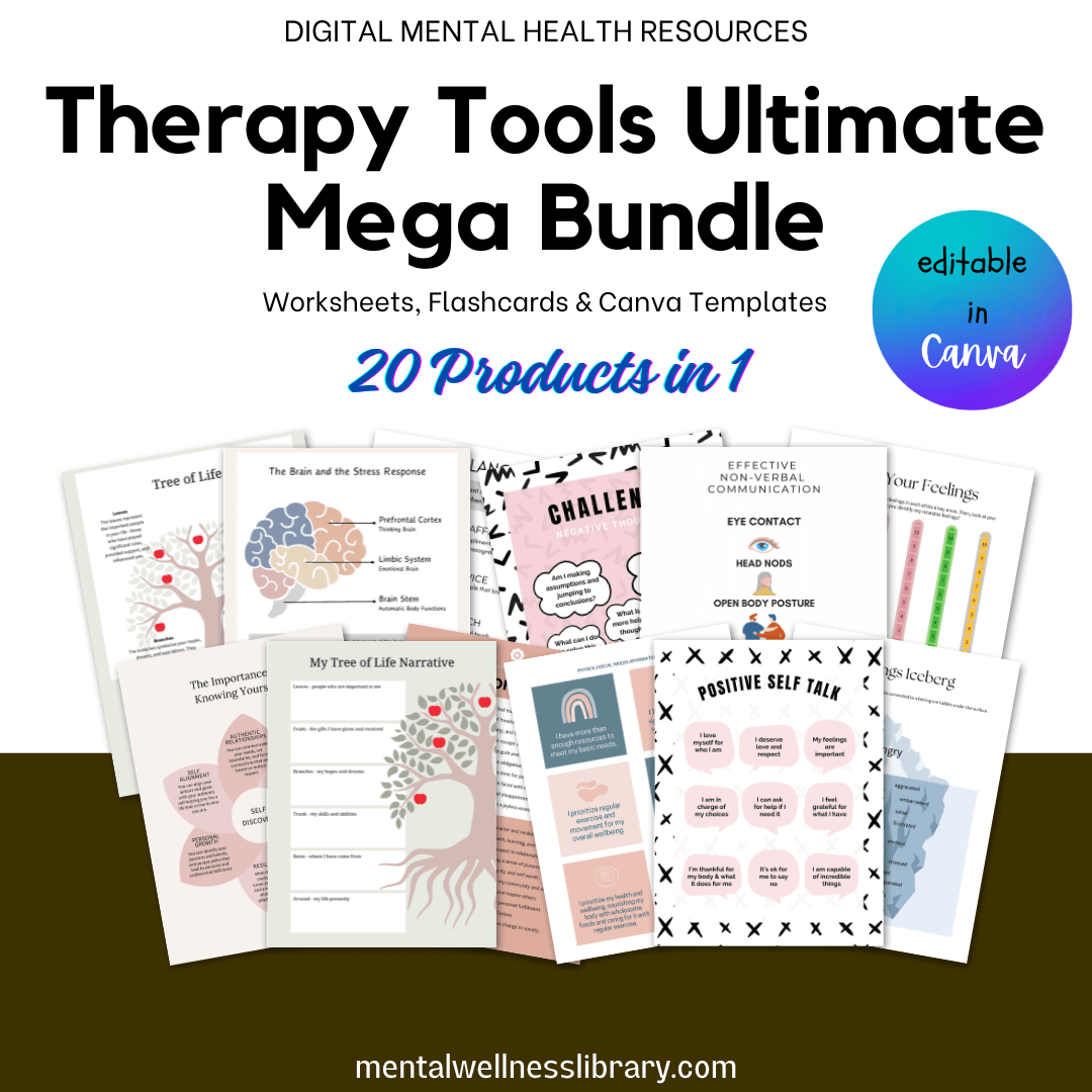 Therapy Tools Ultimate Mega Bundle – Worksheets, Flashcards & Canva Templates