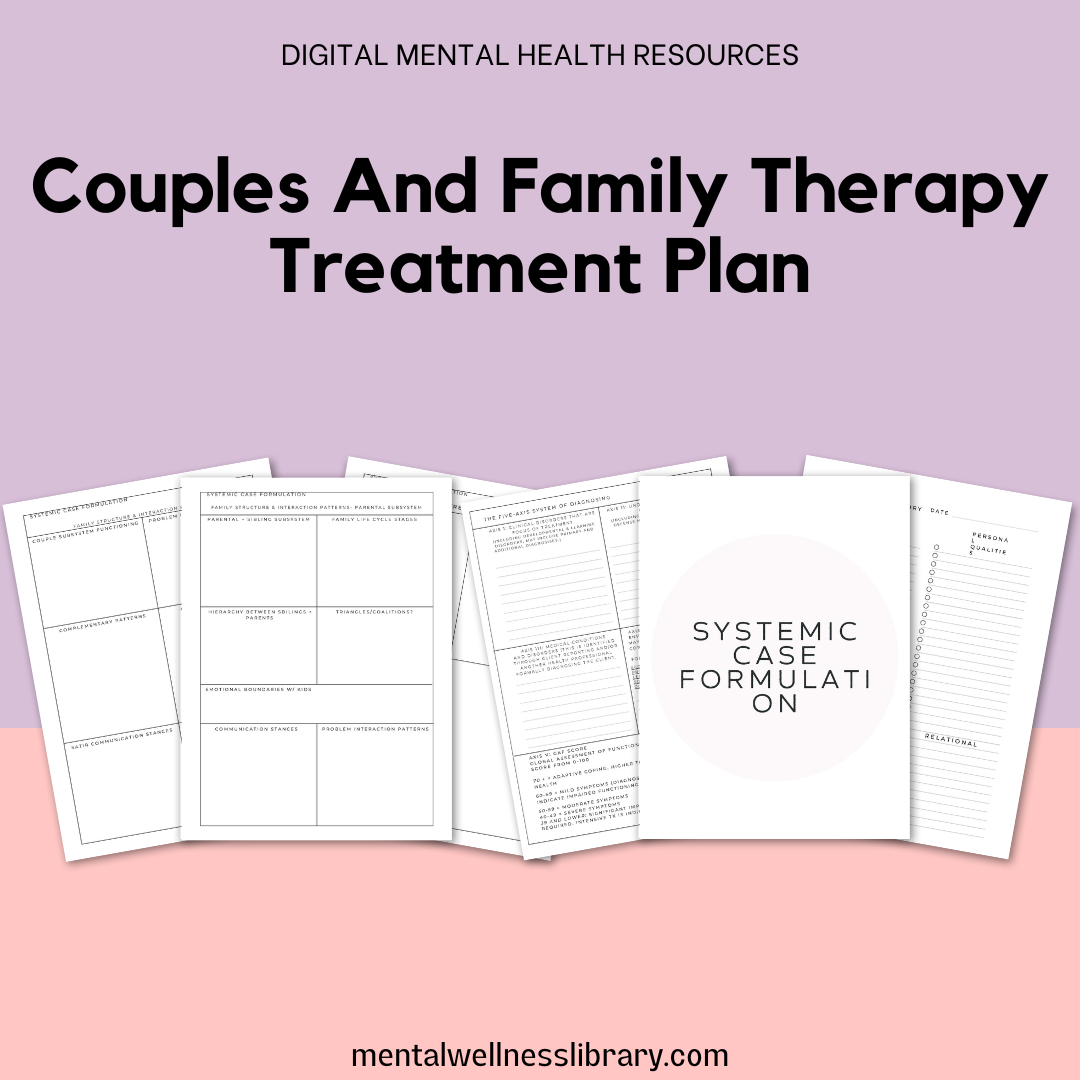 Couples And Family Therapy Treatment Plan