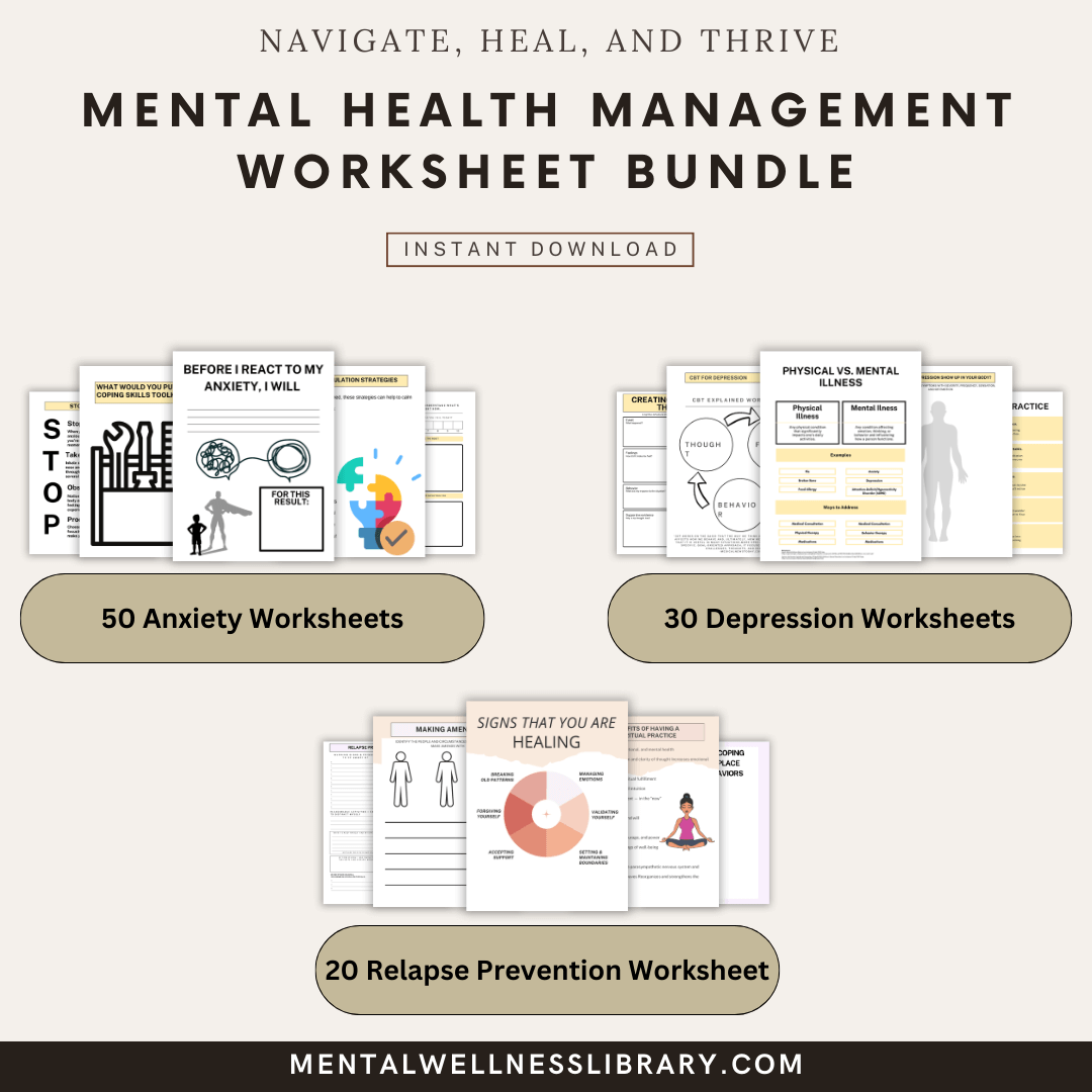 Mental Health Management Worksheet bundle – mentalwellnesslibrary