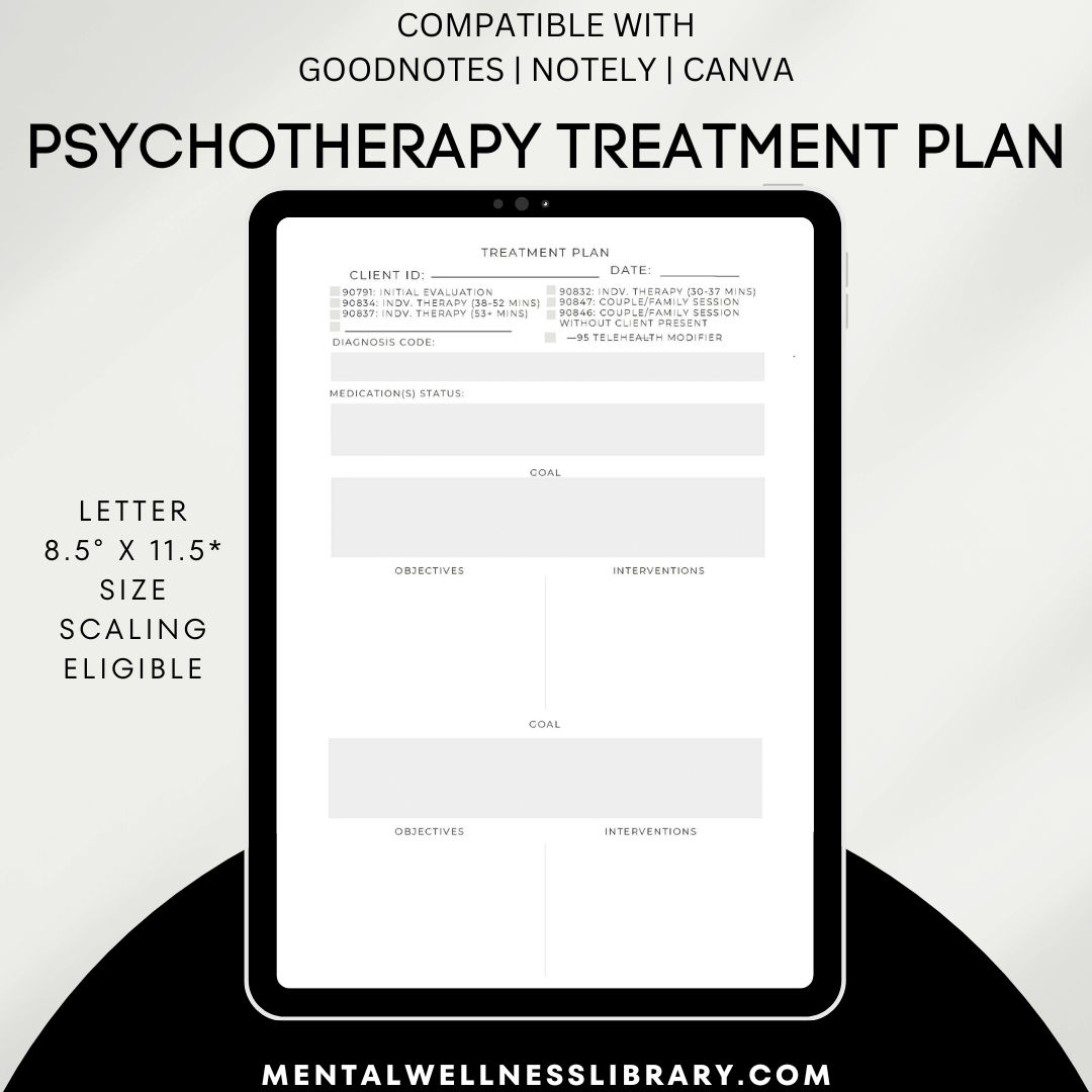 Treatment plan for psychotherapy clients and therapists