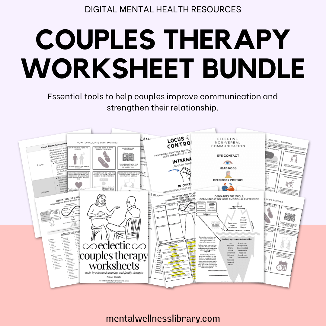 Couples Therapy Worksheet Bundle