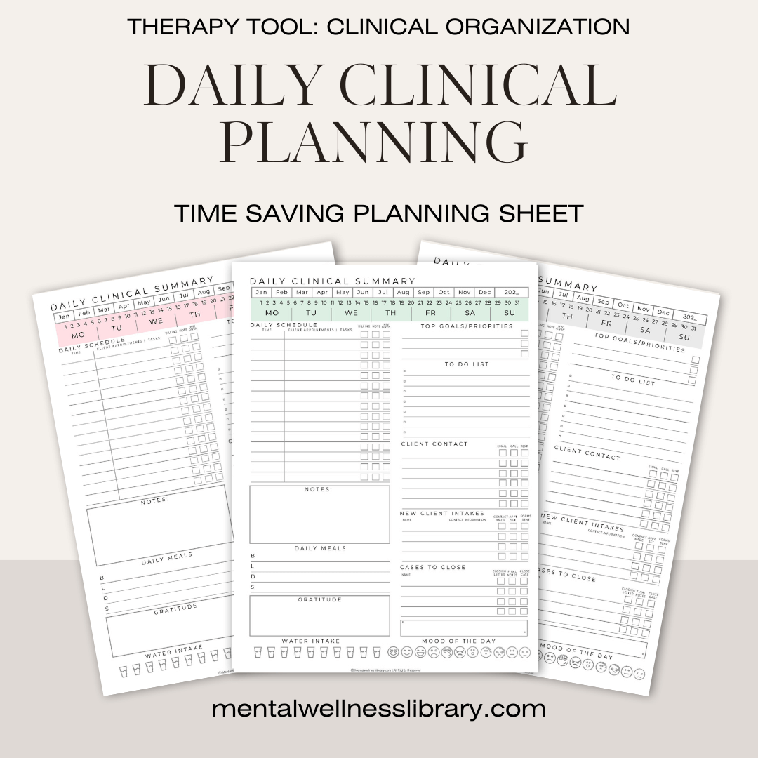 Daily Clinical Planner – mentalwellnesslibrary